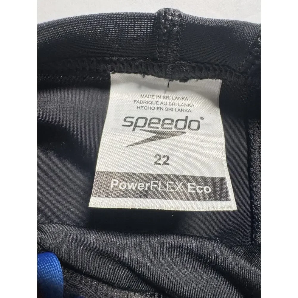 Speedo PowerFLEX Eco Boys Size 22 Black Blue Jammer Competition Swim Shorts